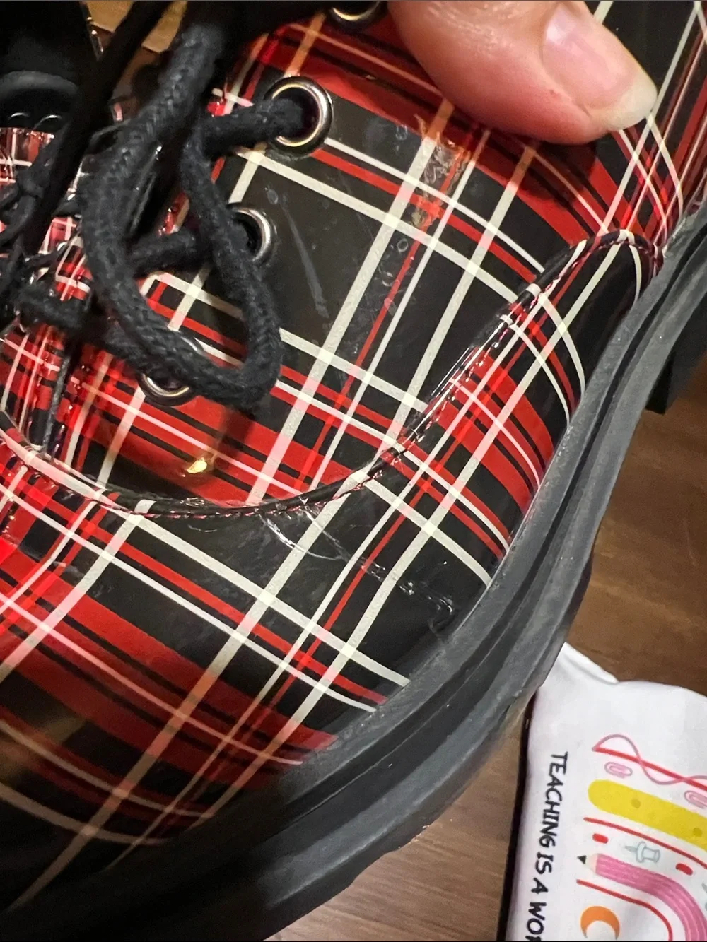 Jessica Simpson Sayze Red Combo Round Toe Lace Up Platform Flannel Oxford Flats